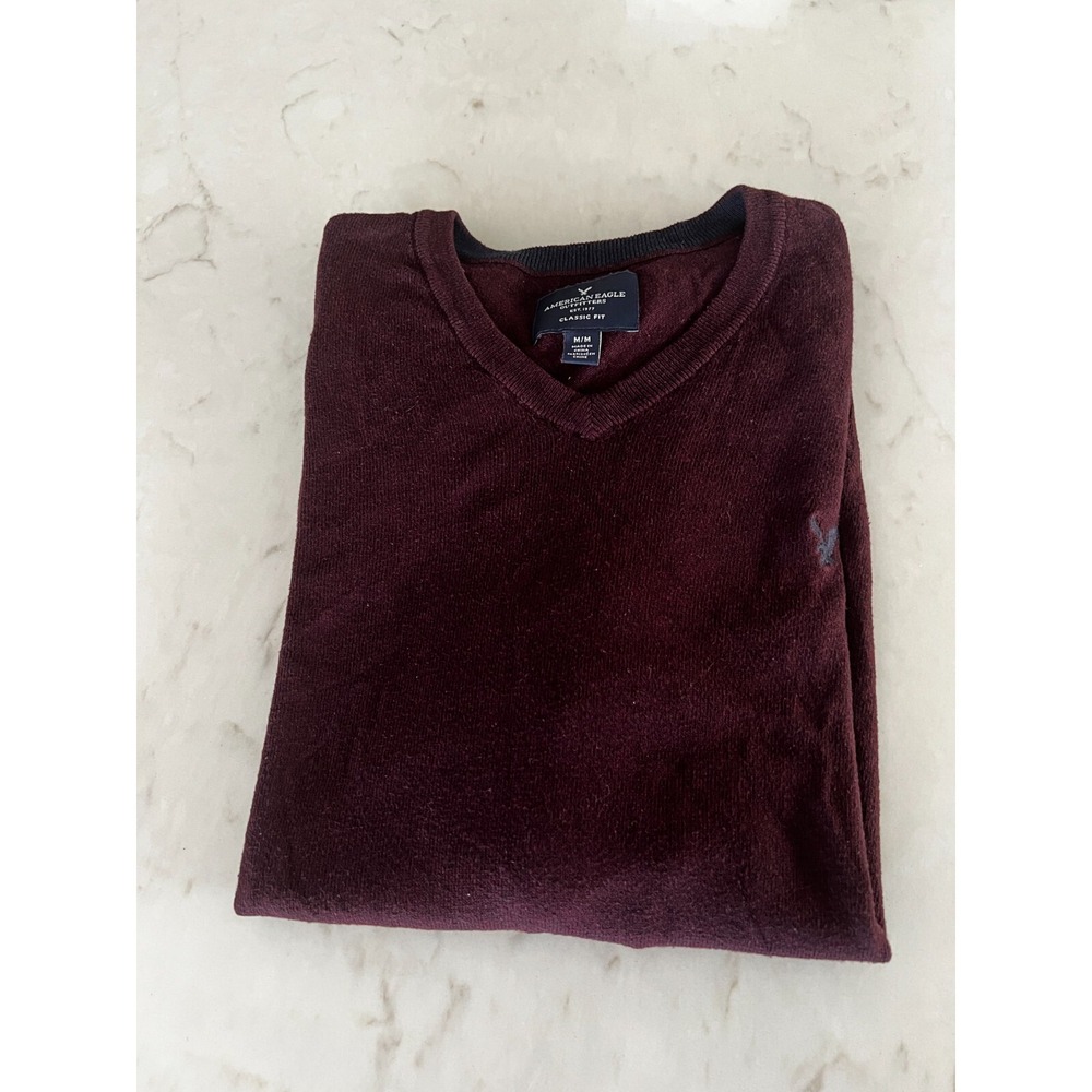 American Eagle Outfitters Classic Fit Crew Neck Maroon Cotton Sweater Men's‎ M